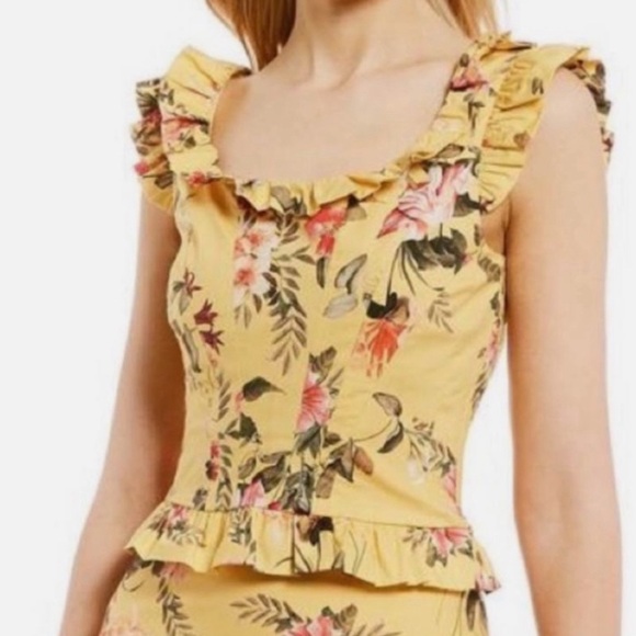 NWOT Antonio Melani Yellow Ray of Sunshine Floral Top - Picture 5 of 5